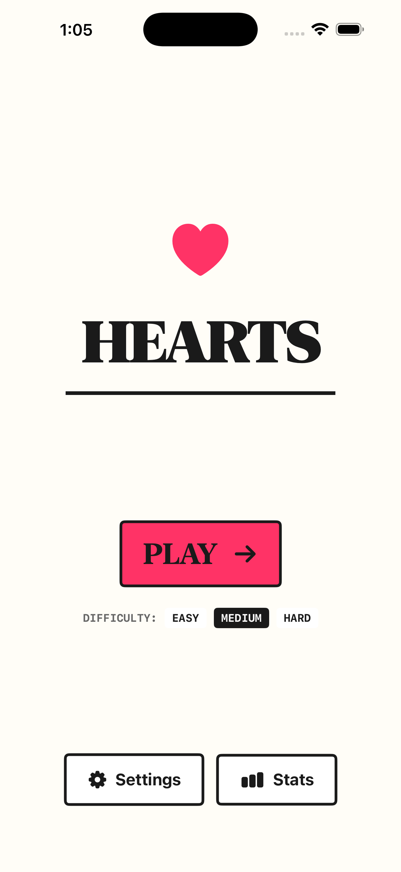 Hearts Home Screen